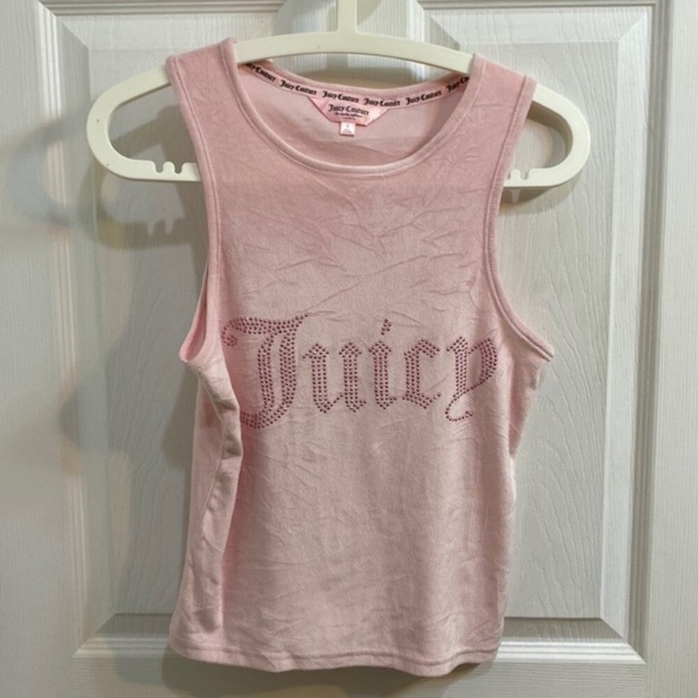 Juicy Couture Velour Pink Rhinestone Tank Top Sleep Casual Women’s Size Large